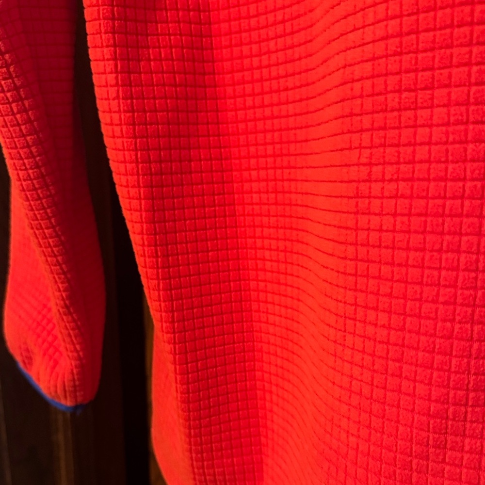 Lands' End Bright Red/Orange Fleece Jacket with Blue Trim - Picture 9 of 9